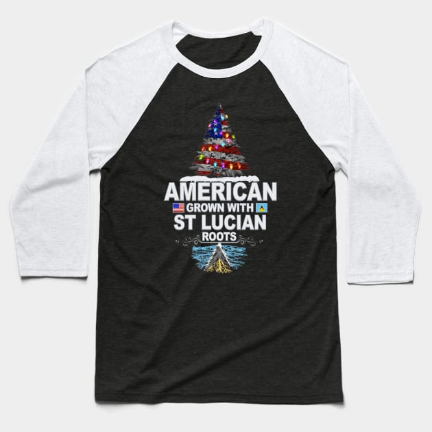 Christmas Tree  American Grown With St Lucian Roots - Gift for St Lucian From St Lucia Baseball T-Shirt by Country Flags